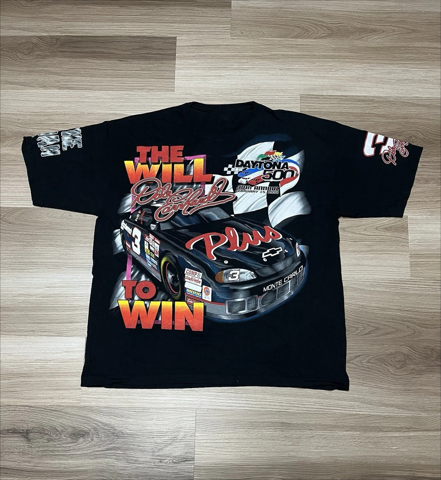 Camiseta Casual Masculina de Verão com Decote Redondo, Estilo Oversized Vintage Y2K, Estampa Completa de Dale Earnhardt NASCAR Racing Daytona 1998