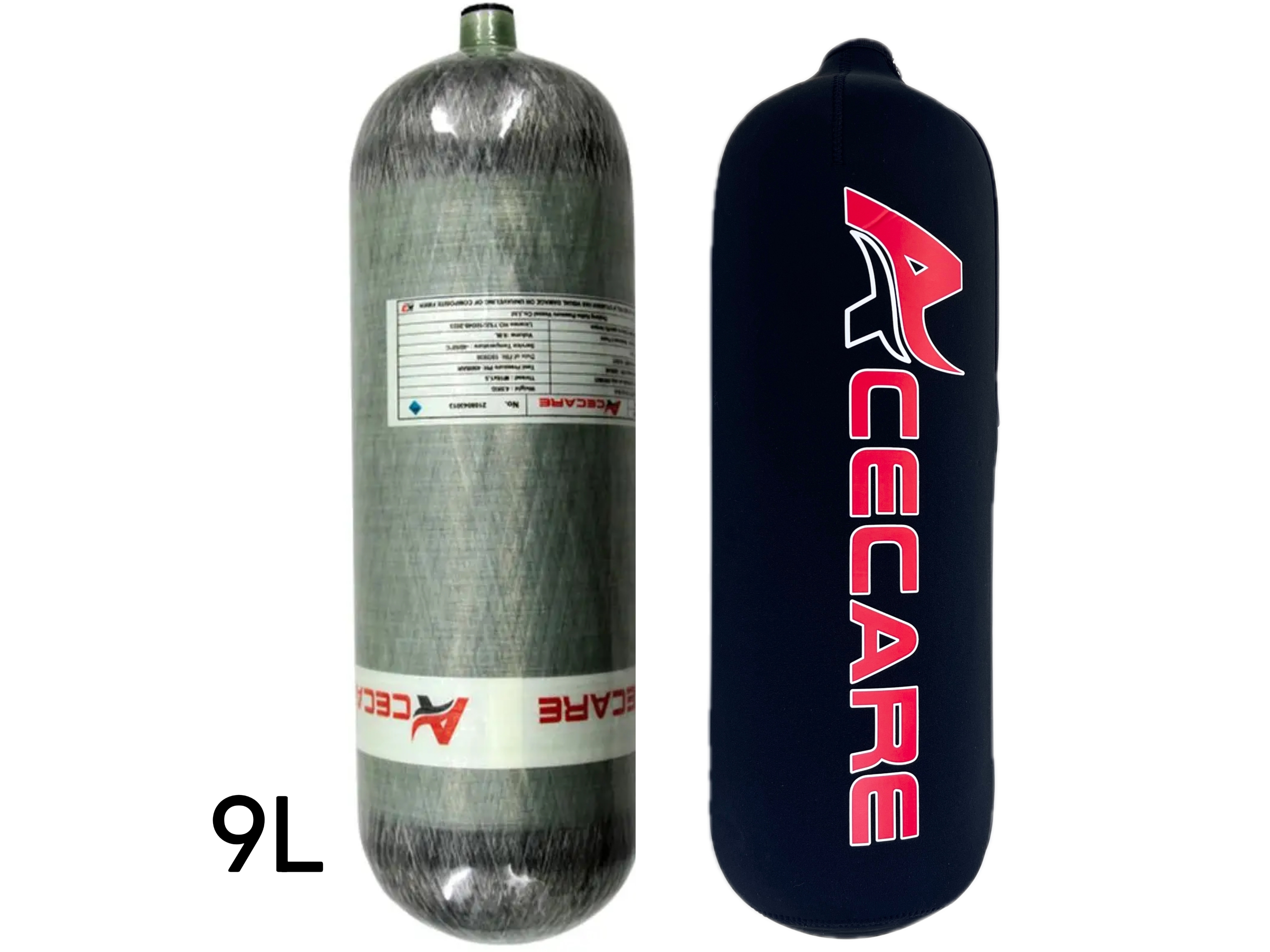ACECARE 30Mpa 300Bar 4500Psi 9L HPA Proteção de cilindro de fibra de carbono Caso à prova d'água para mergulho M18 * 1.5