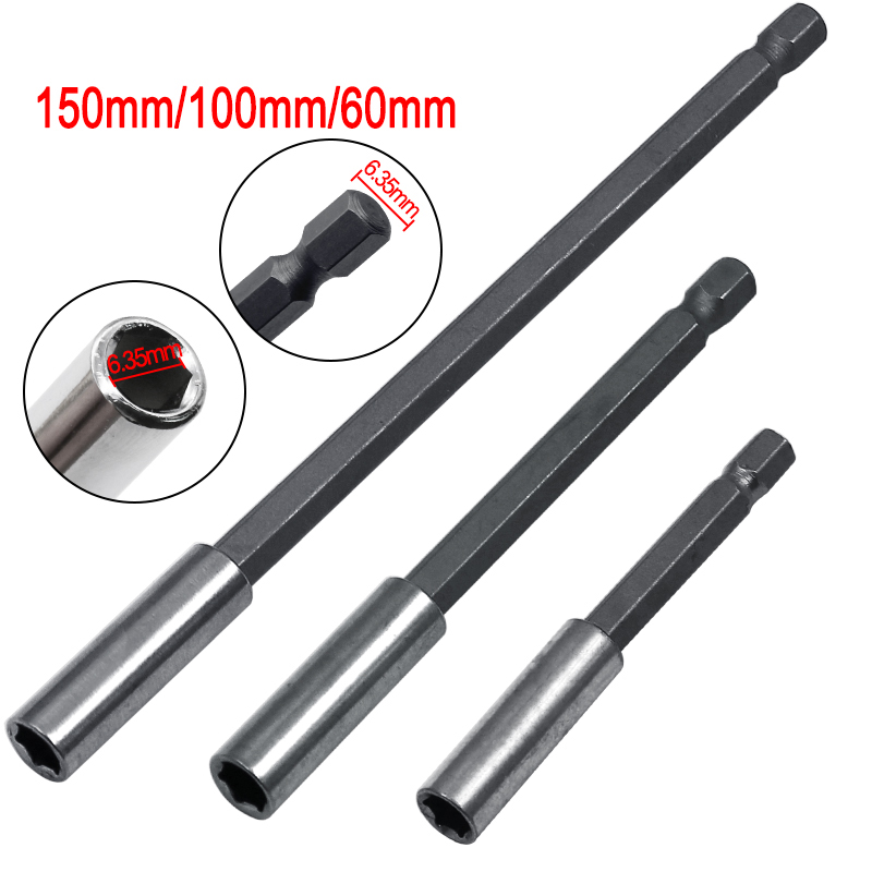 SenNan 1/4 "шестигранный хвостовик, быстроразъемный удлинитель для электрической дрели, магнитный держатель бит для отверток 60 мм, 100 мм, 150 мм, электроинструменты
