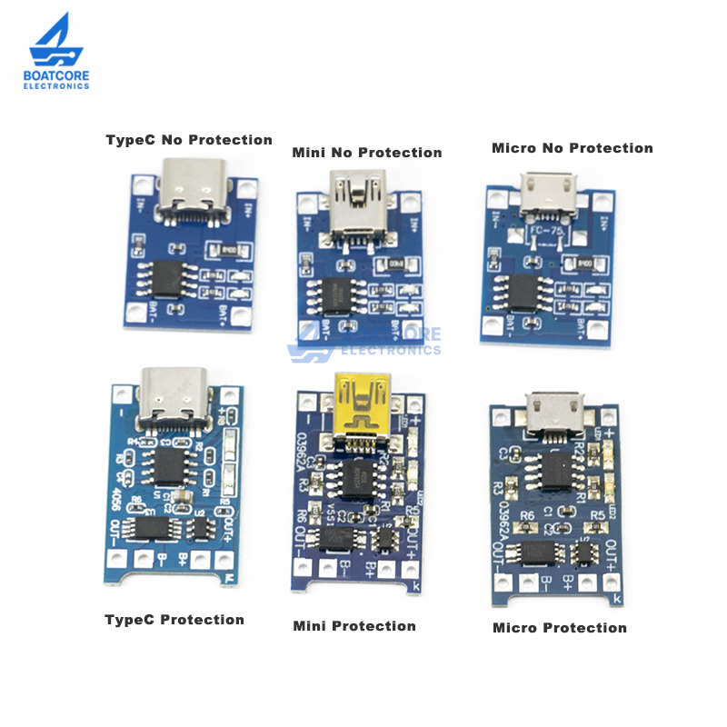 5 шт. TP4056 Модуль зарядки литиевых аккумуляторов Micro Type-C USB 5V 1A, плата зарядки 18650 с двойной защитой, 1A Li-ion
