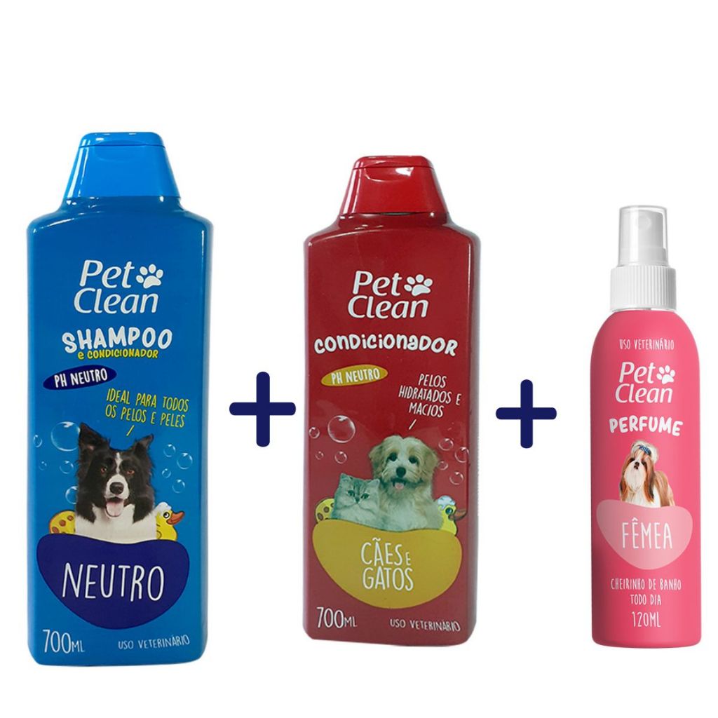 Zestaw szamponu Pet Clean Neutral 2w1, odżywka i perfumy dla samic - 3 elementy dla psów i kotów