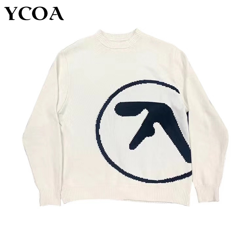 Мужской свитер Aphex Twin Knit, зимний оверсайз, винтажный джемпер с длинными рукавами, пуловер Y2k, уличная модная одежда с графикой