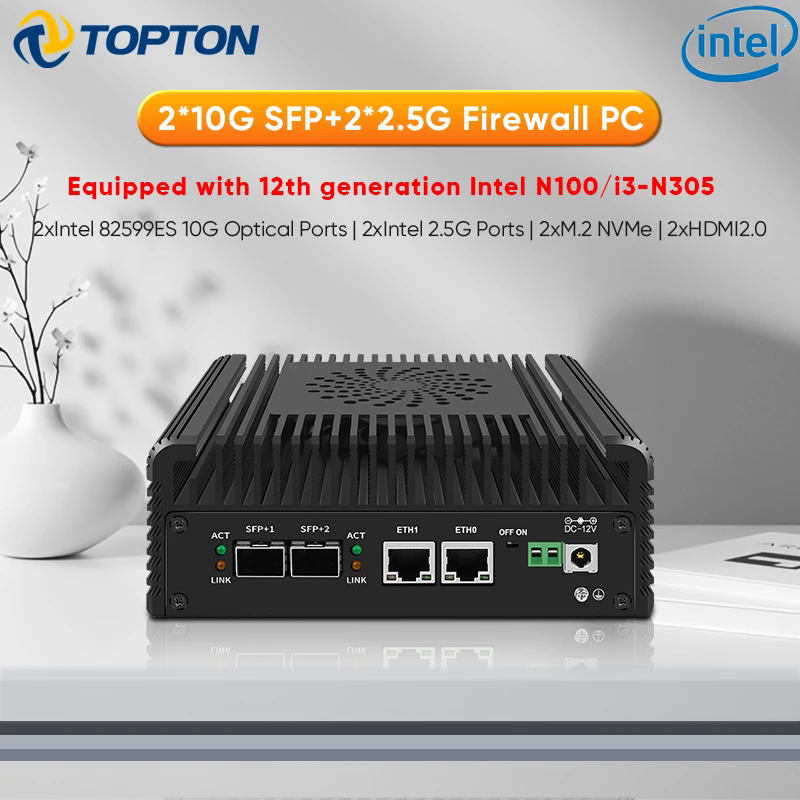Neuer 2x10G SFP+ 2xi226-V 2,5G Firewall Mini PC Intel 3 N355 N305 N150 N100 Soft Routing 2xNVMe DDR5 MiniPC NAS Server Proxmox