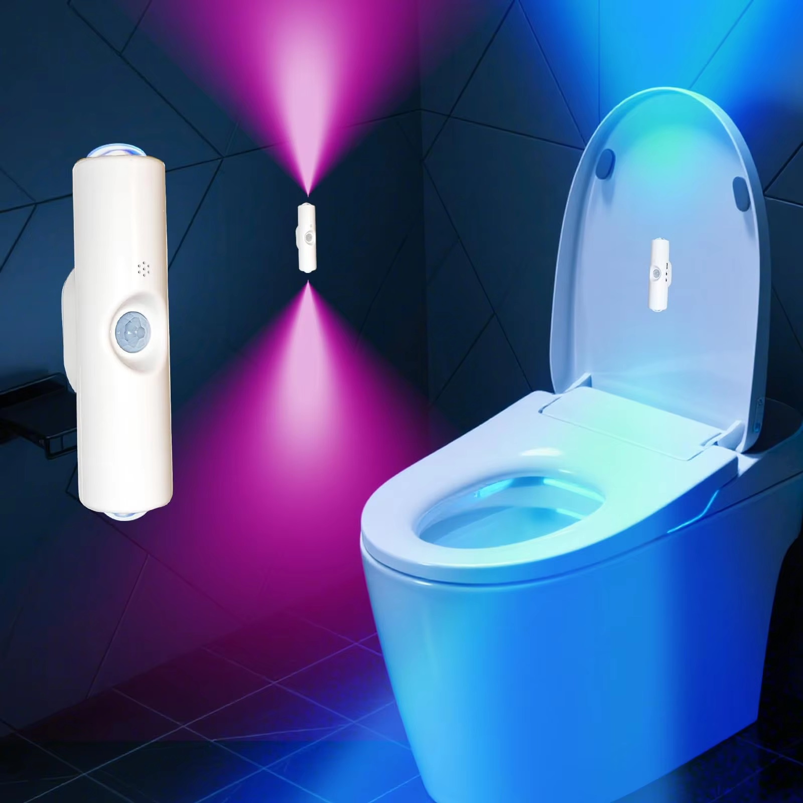 Lámpara de Pared Inteligente RGB de Doble Cabezal con Sensor de Movimiento, Luz Nocturna Magnética Recargable, Foco para Dormitorio, Armario, Jardín, Decoración de Habitaciones