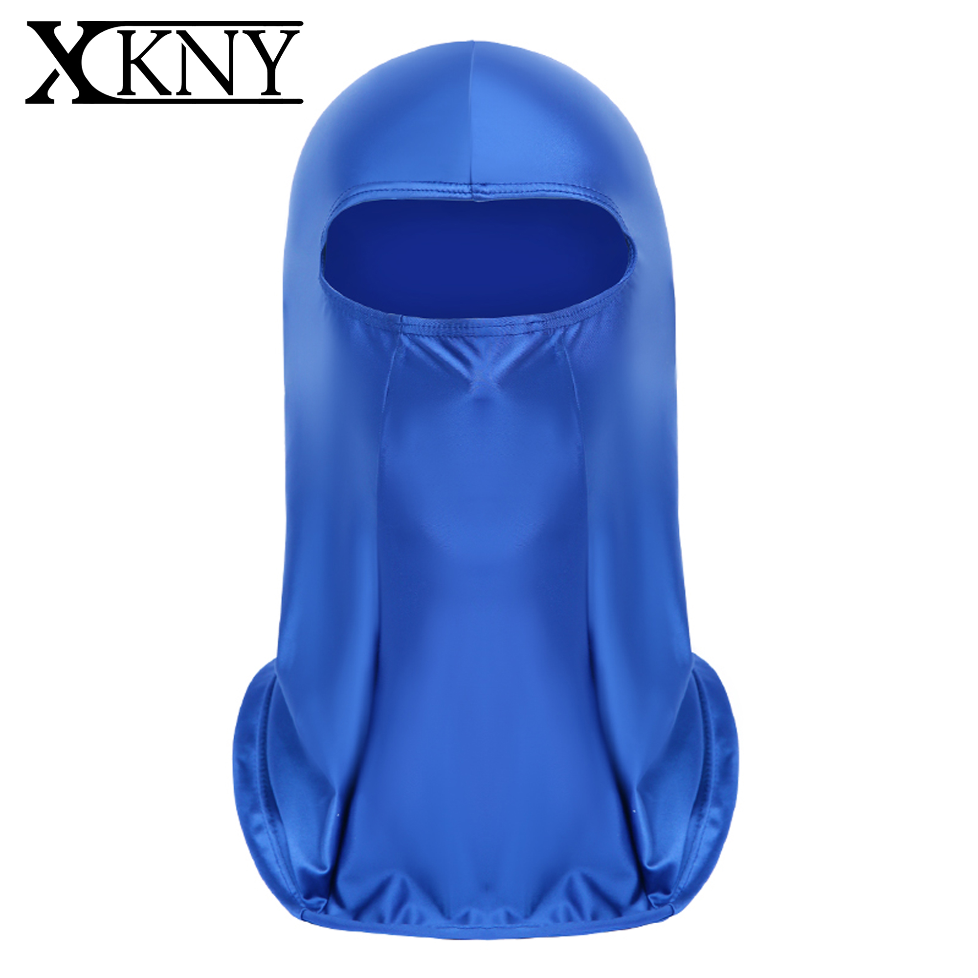 Xckny série brilhante máscara facial completa seda suave estendida pescoço proteção exterior ciclismo esportes cetim brilhante cabeça capa amoresy
