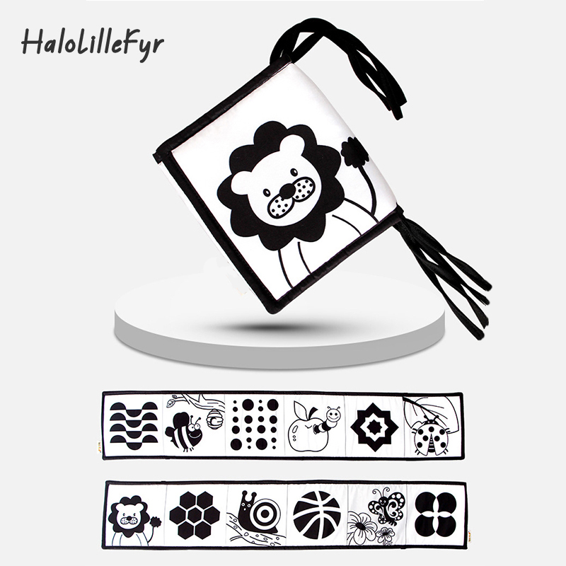 Libros plegables de tela suave para bebé, juguete sensorial de alto contraste en blanco y negro para recién nacidos, juguetes educativos Montessori para edades tempranas
