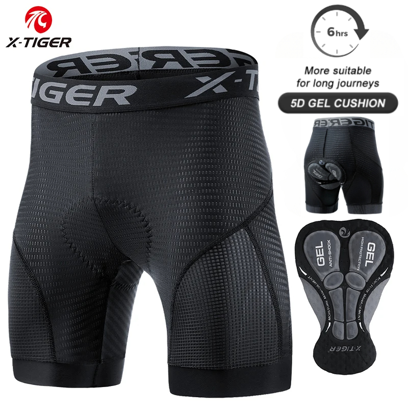 X-TIGER ชุดชั้นในขี่จักรยาน 5D เจล Pad Breathable ลื่นกางเกงขาสั้นจักรยานกันกระแทกจักรยานกางเกง MTB จักรยานขี่สั้น