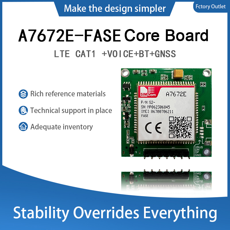ซิมคอม A7672E Cat1 4G พร้อมโมดูลจีพีเอสบอร์ดหลักพัฒนา TTL พอร์ตอนุกรม1ชิ้น