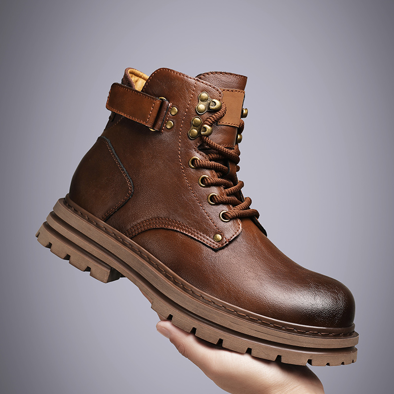Top Quality Vintage Leather Men's Snow Boots Fashion Genuine Leather Man Ankle Boots Lace Up Outdoor Motorcycle Boots Walk Shoes