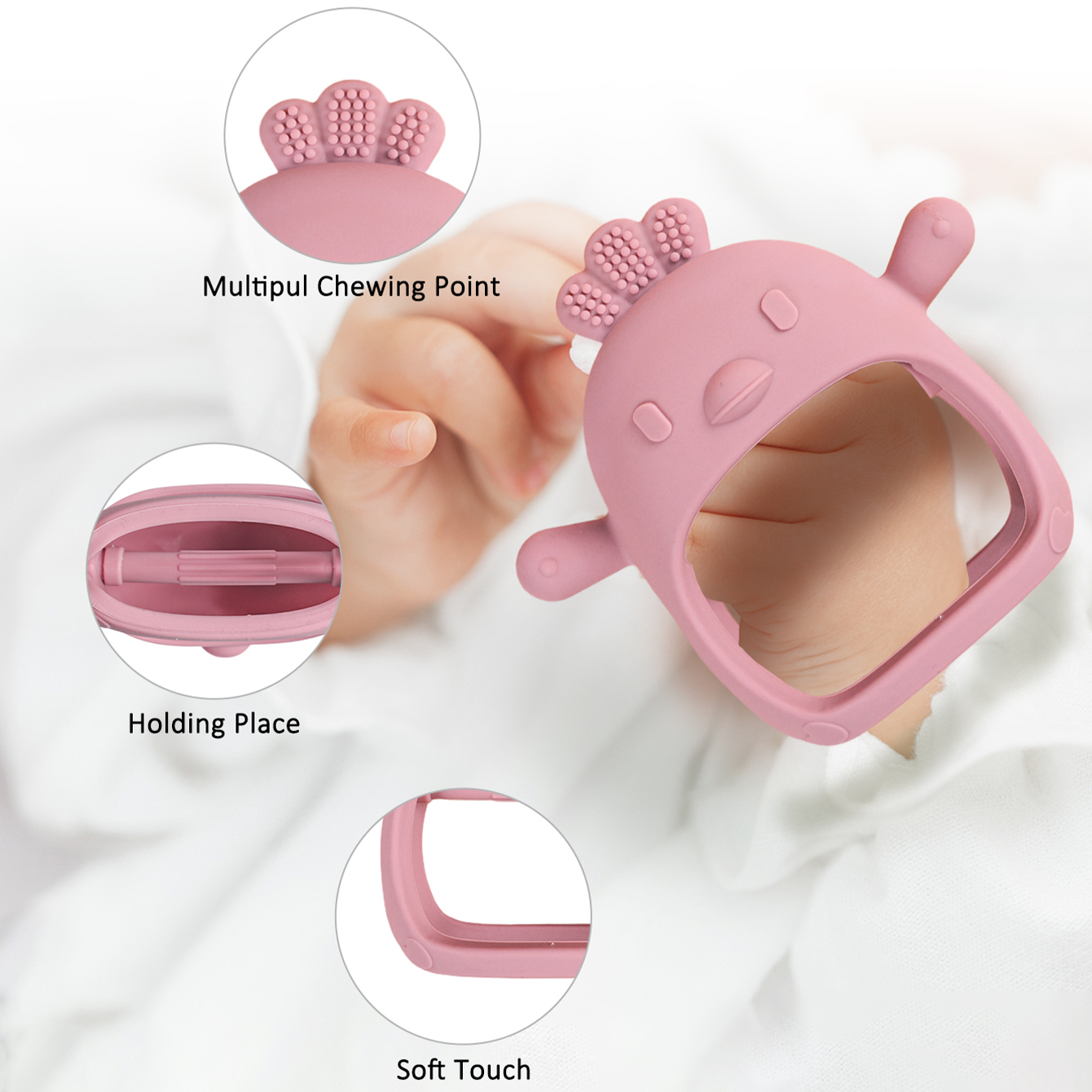 Mordedor de bebê luvas de pintinho mordedor de silicone anti-comer mão ​ Molar vara massagem gengivas bebê anti-mordida mordedor acessórios do bebê