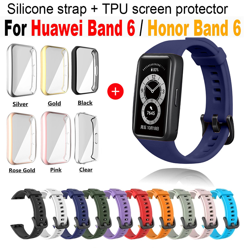 Silikonowy pasek do Huawei Band 6 Wymienny pasek do zegarka Honor Band 6 Pasek z TPU Pełna osłona ekranu Bransoletka