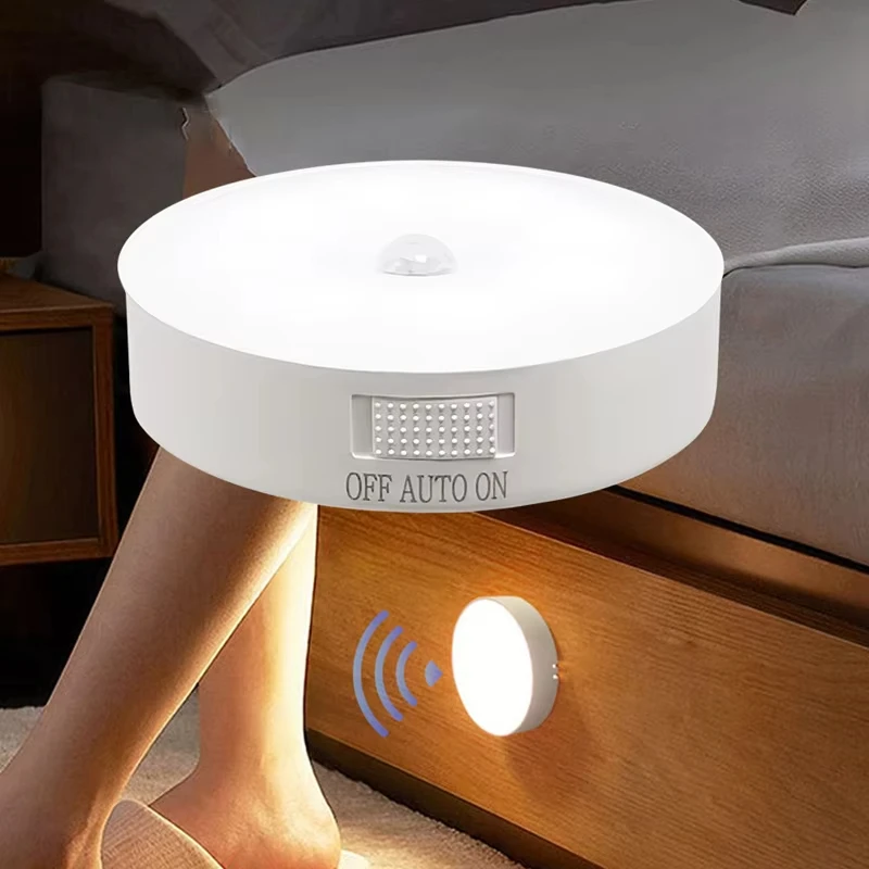 Luz com Sensor de Movimento Tipo-C, Lâmpada Recarregável, Luz Noturna LED para Cabeceira, Escadas, Corredor, Armário, Quarto