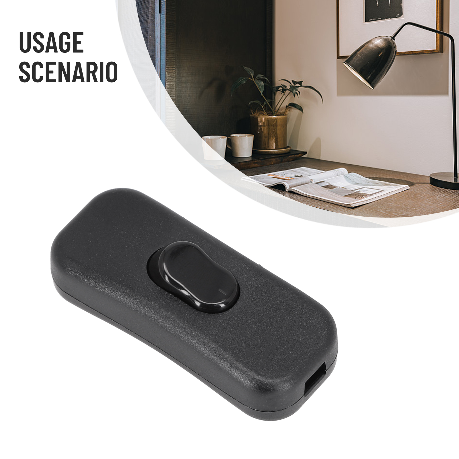 Interruptor basculante en línea de alta calidad, Cable de interruptor de lámpara de noche 2A para lámpara de escritorio, plástico negro transparente