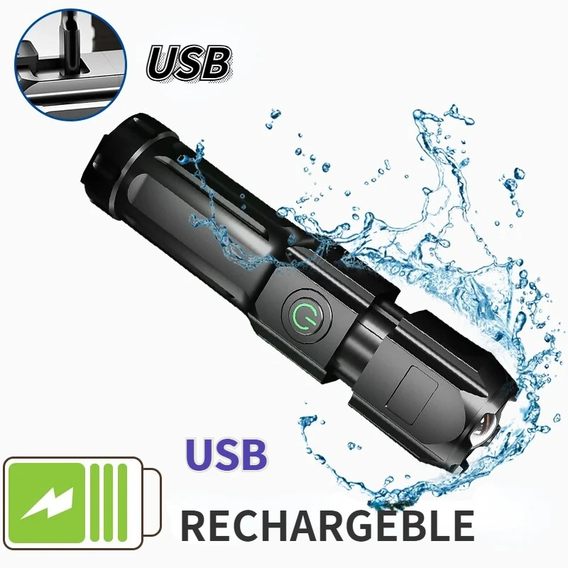強力な LED 懐中電灯充電式 USB 18650 防水ズーム釣り狩猟キャンプ 100,000 ルーメン戦術懐中電灯 LED FL