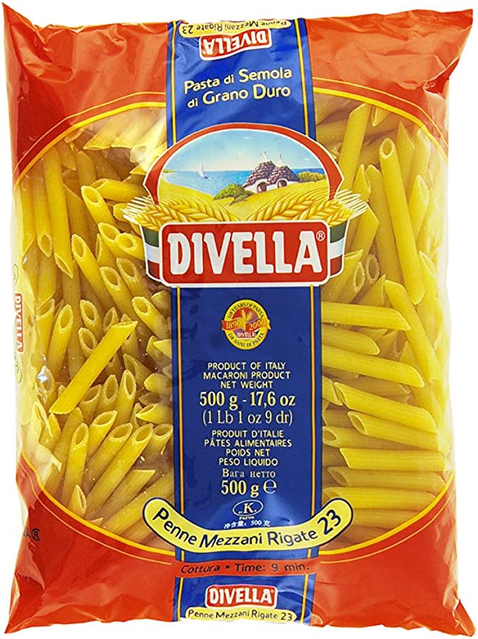 Penne Mezzani Rigate Pasta 23 500g - Divella