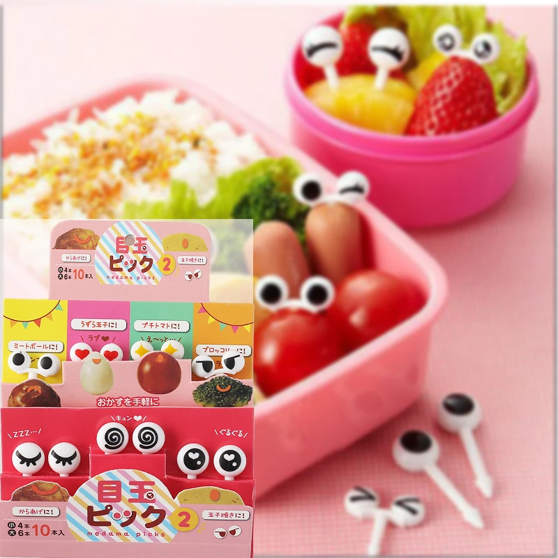 10/30/50 pçs mini espetos bonito dos desenhos animados olhos kawai almoço bento caixa comida frutas picaretas garfo varas buffet sanduíche toppers decoração garfo