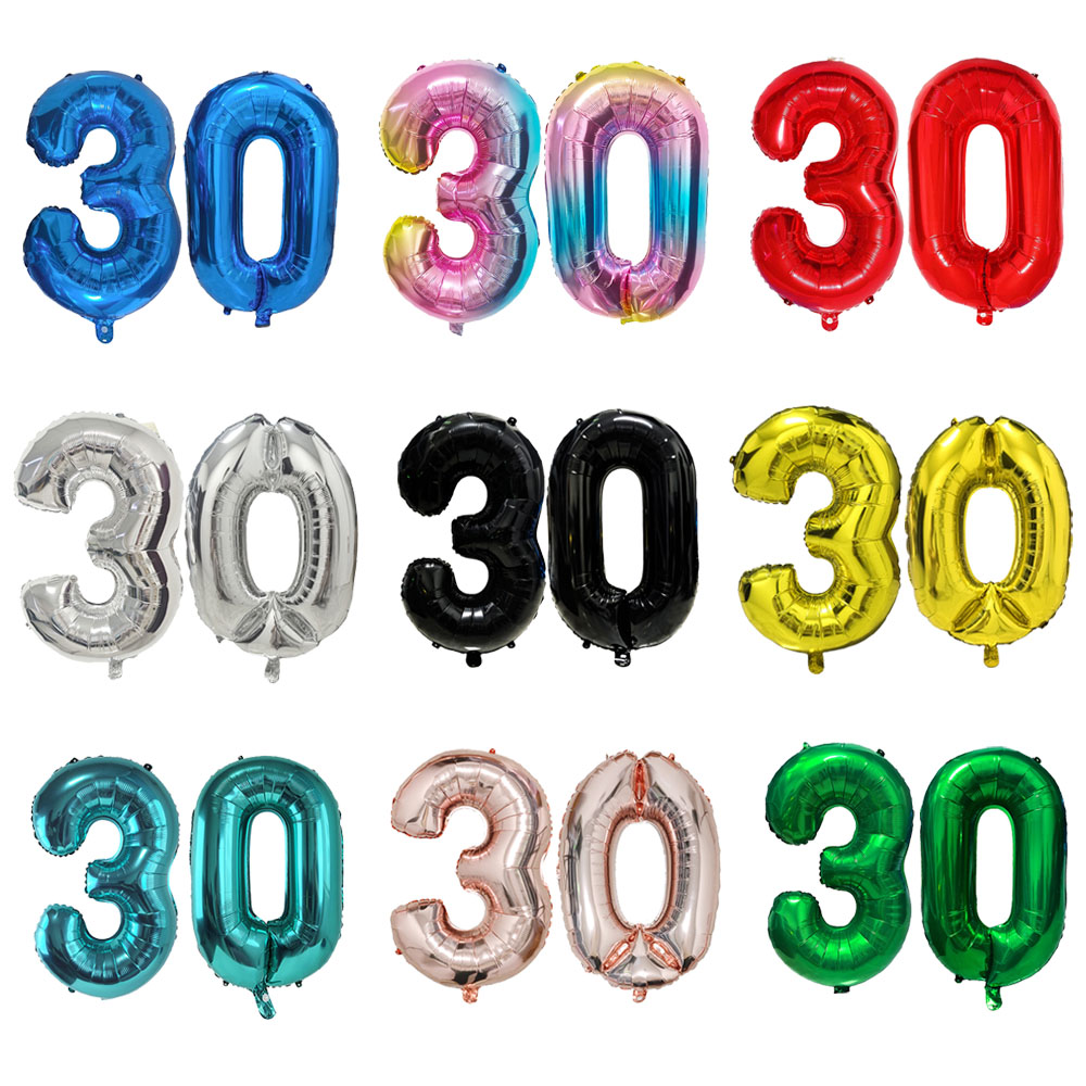 Balon numer 30 Balon 30 cyfr Trzydzieści Niebieski Rysunek Zielony Glob 30 Urodziny Duży Duży Czerwona Róża Złoty Czarny Kolorowy 32 cale