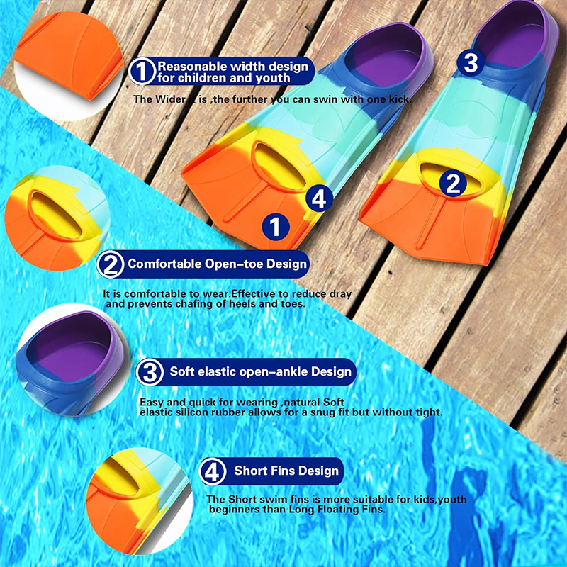 Sirip renang silikon nyaman anak-anak & dewasa-ukuran cocok untuk pemula saat berenang, menyelam-Ideal untuk latihan aktivitas air