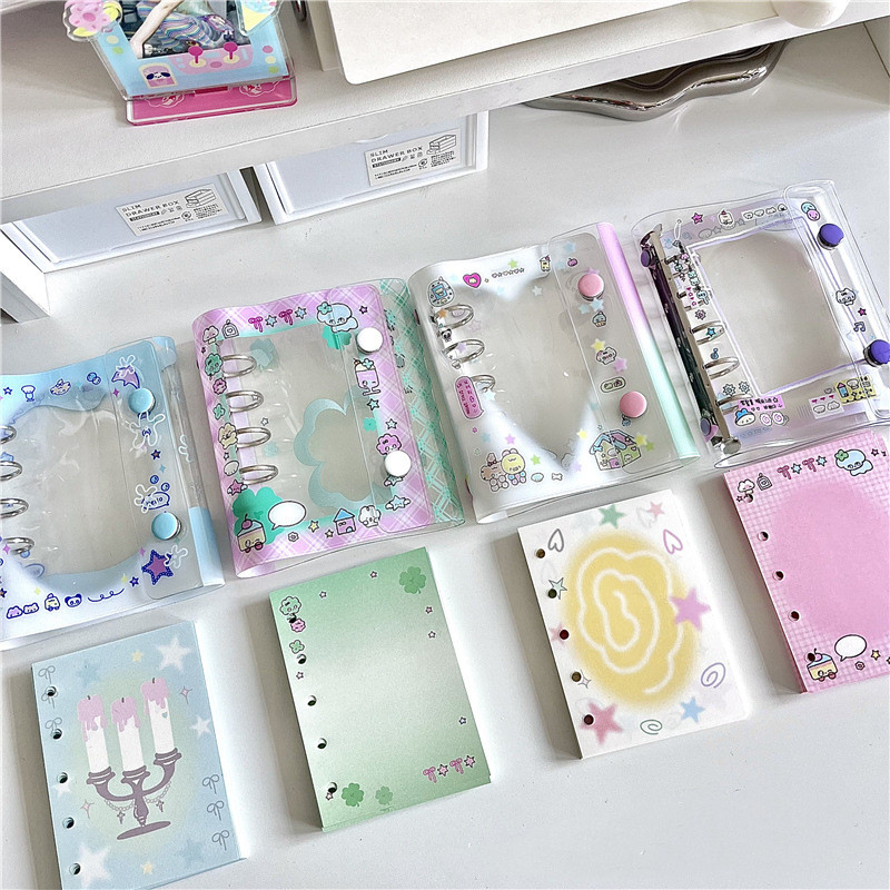 M5 5Hoes lindo color hoja suelta 5 agujeros color caramelo carpeta cubierta diario cuaderno de bocetos accesorios diario suministros de oficina