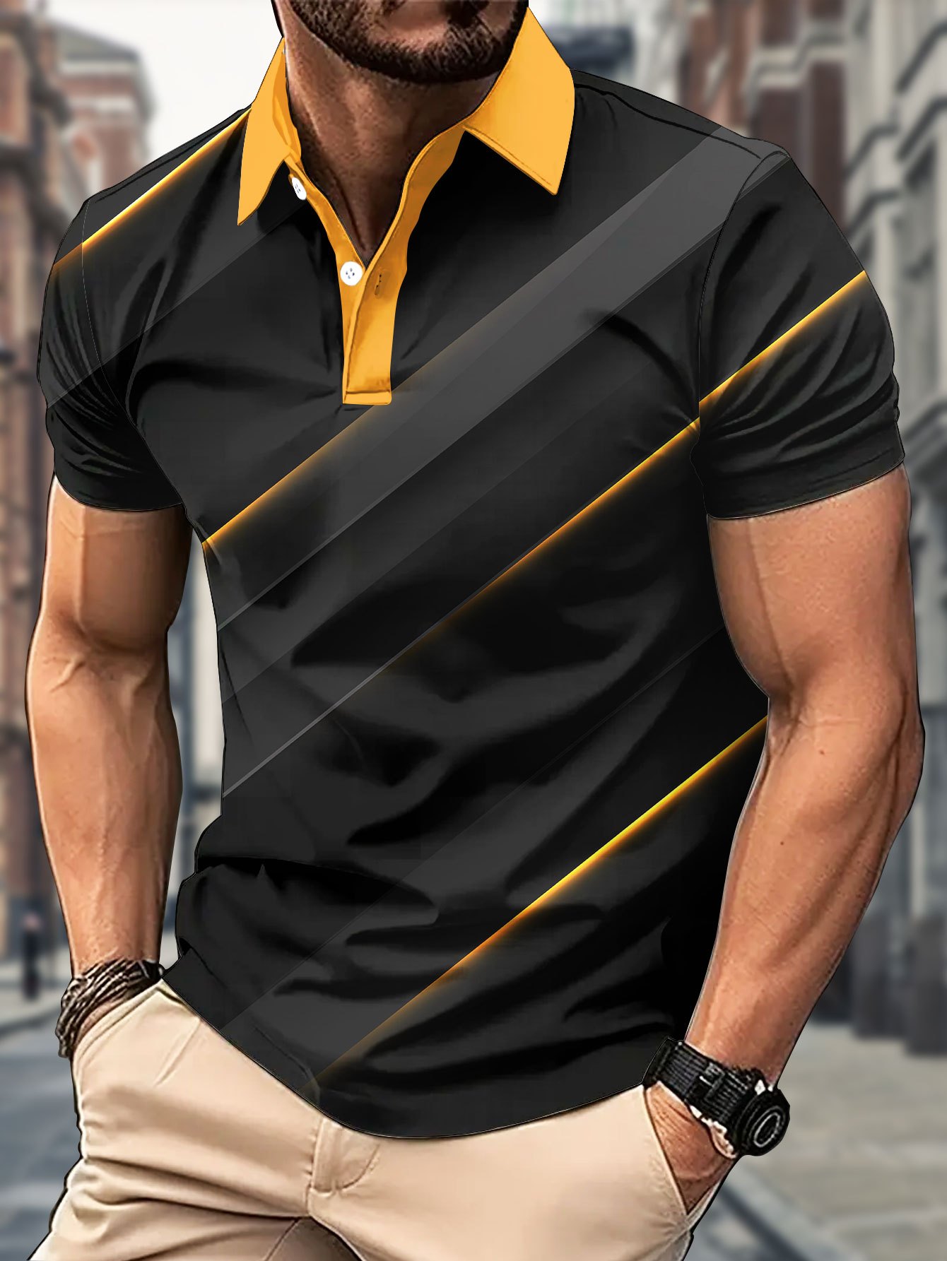 A nova camisa POLO masculina de manga curta para o verão de 2025 é casual, elegante e confortável com impressão de padrão 3D