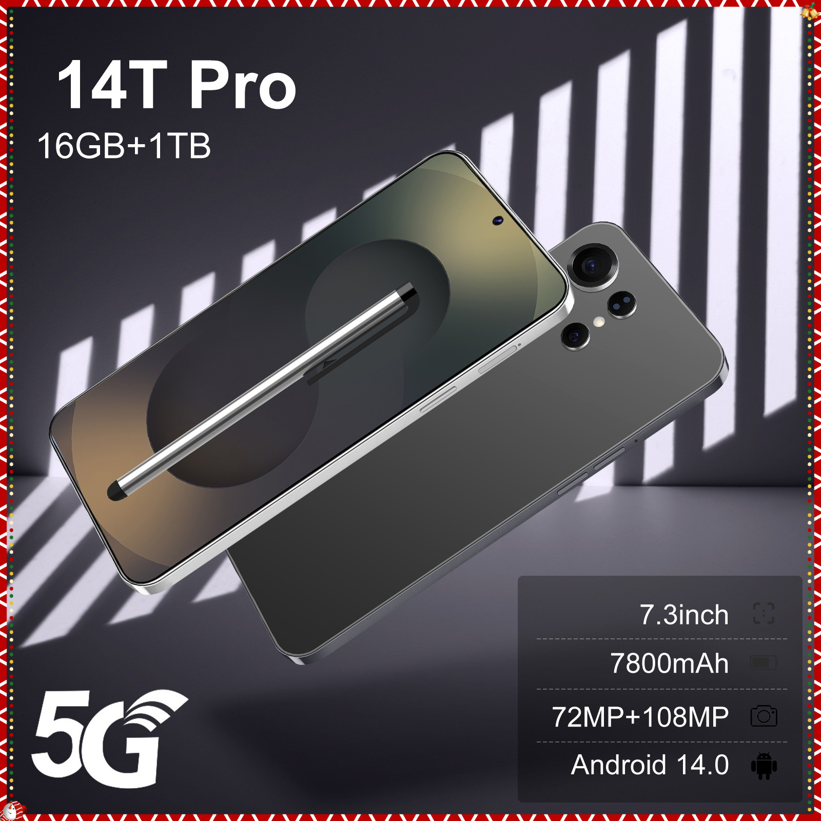 Hot New 14T Pro Smartphone 5G 7.3HD 22G+2TB Dual Sim Card Cell Phone Android 14 72MP+108MP 7800mAh Mobile Phones Unlocked
