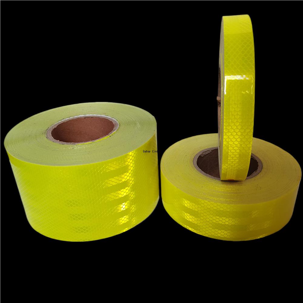 Bande réfléchissante jaune Fluorescent, 2.5cm/5cm/10cm, qualité Giamond, adhésif fort étanche, réflecteur d'avertissement de sécurité, autocollant de voiture