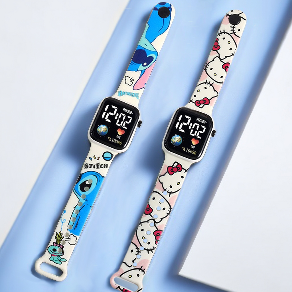 New Stitch นาฬิกาเด็กผู้หญิงนาฬิกาอัจฉริยะสําหรับเด็กนาฬิกา Hello Kitty นาฬิกาดิจิตอลผู้หญิงนาฬิกา Infantil