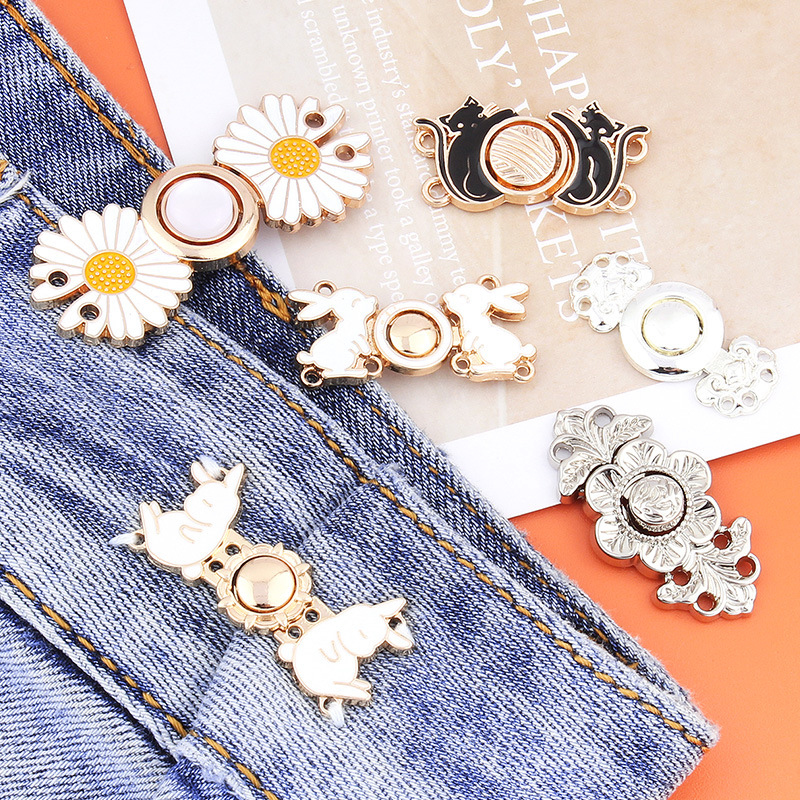 1 Pc กางเกงยีนส์เอวปิดกระชับเอวปุ่มโลหะที่ถอดออกได้ Pins เอวคลิปเอวเครื่องประดับปุ่ม