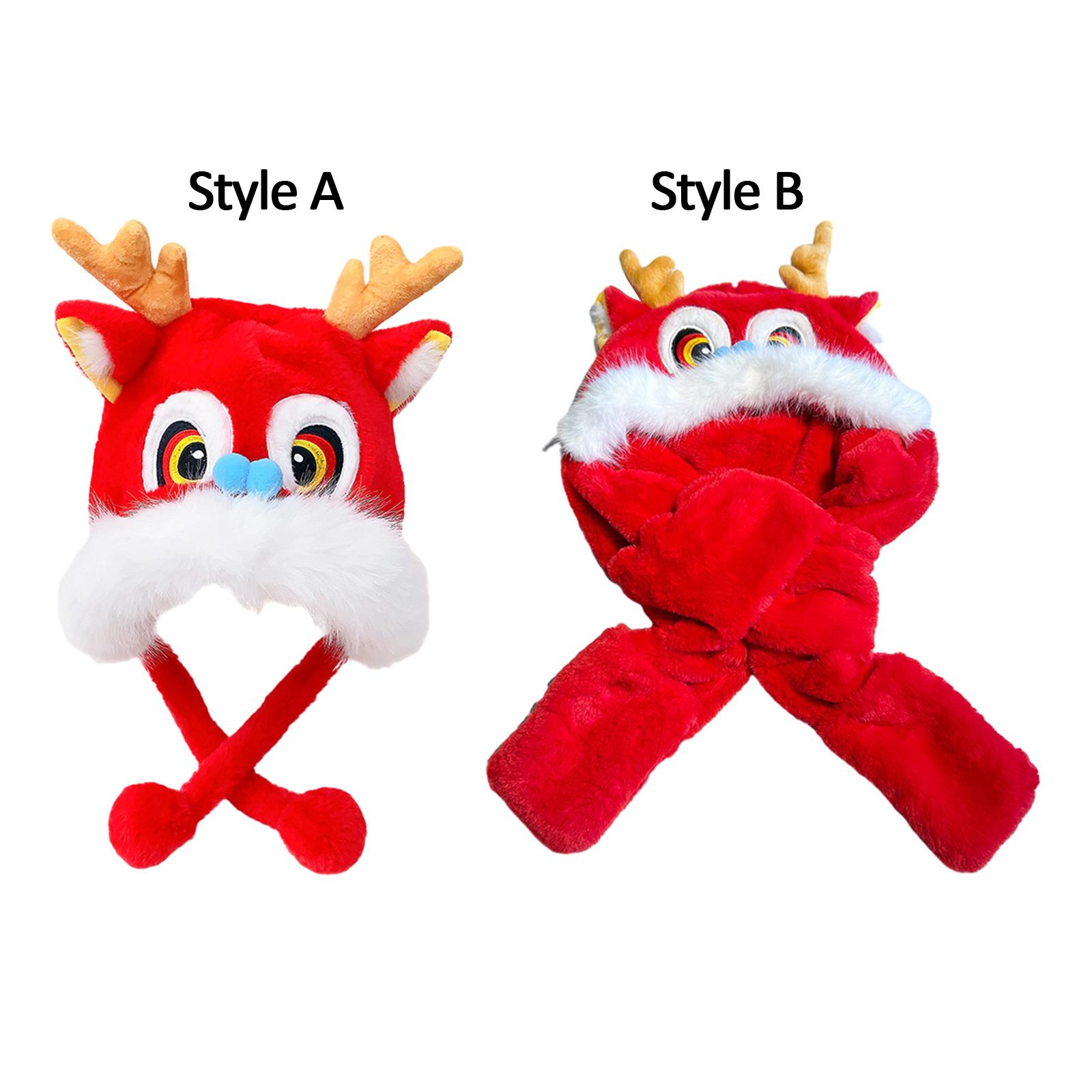 มังกรจีนกับ Earflap น่ารักตลกหมวกตุ๊กตาสัตว์หมวกฤดูหนาวสําหรับสาวสุภาพสตรีใหม่ปีวันเกิดของขวัญ