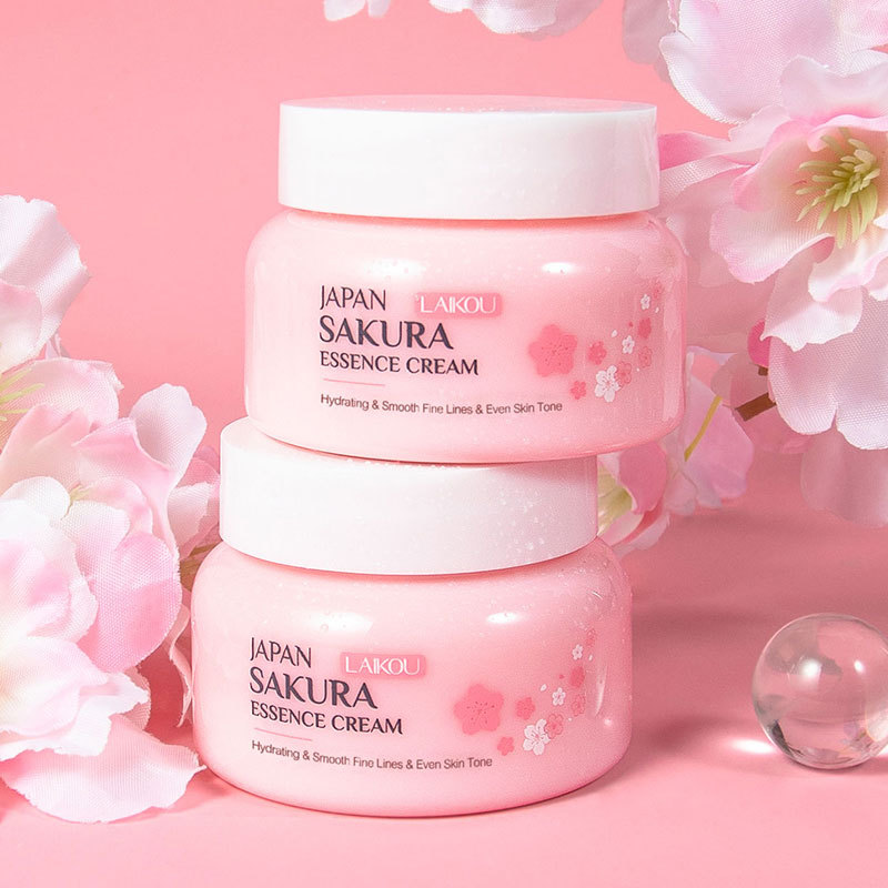 2 uds LAIKOU Japón Sakura crema Facial de esencia flor de cerezo crema Facial suavizante hidratación cuidado de la piel coreano