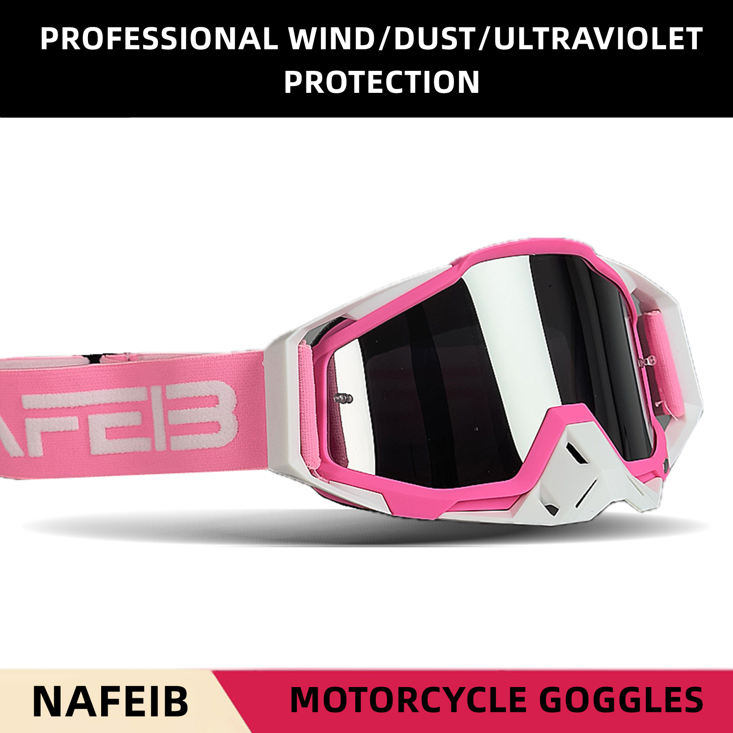 Okulary motocrossowe motocyklowe różowe okulary przeciwsłoneczne męskie MTB ATV maska ​​wiatroszczelna ochrona narciarstwo kolarstwo wyścigi gogle terenowe