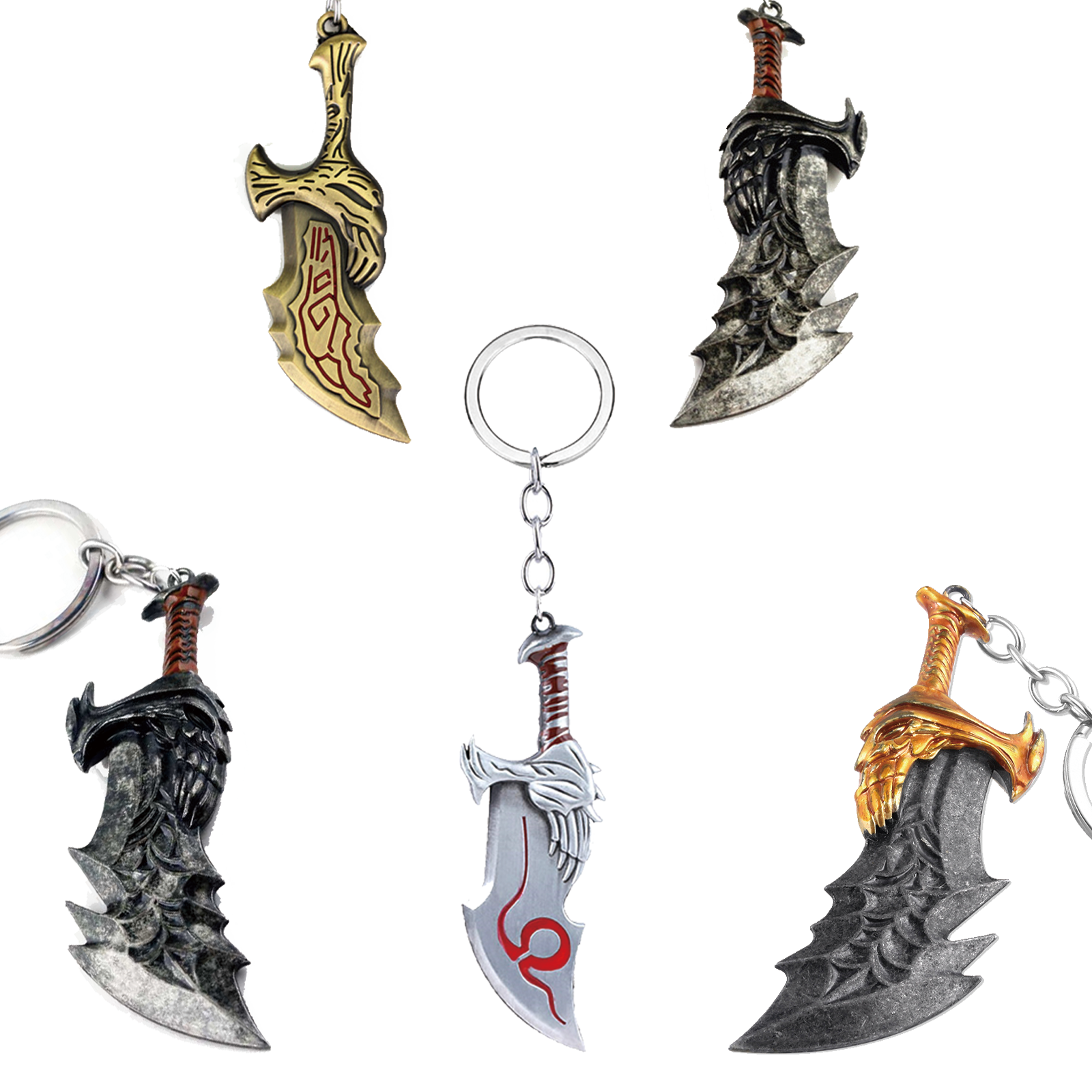Nuevo God of War 4 Kratos espada llavero colgante llavero joyería hombres y mujeres llavero de coche Accesorios