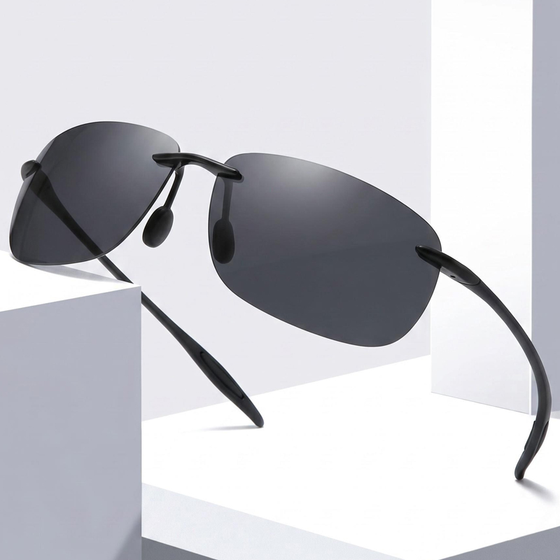 Ultralight TR90 Sunglasses Men Women Frameless Driver Driving Sun Glasses Fashion Outdoor Fishing Hiking Running Sports Shades