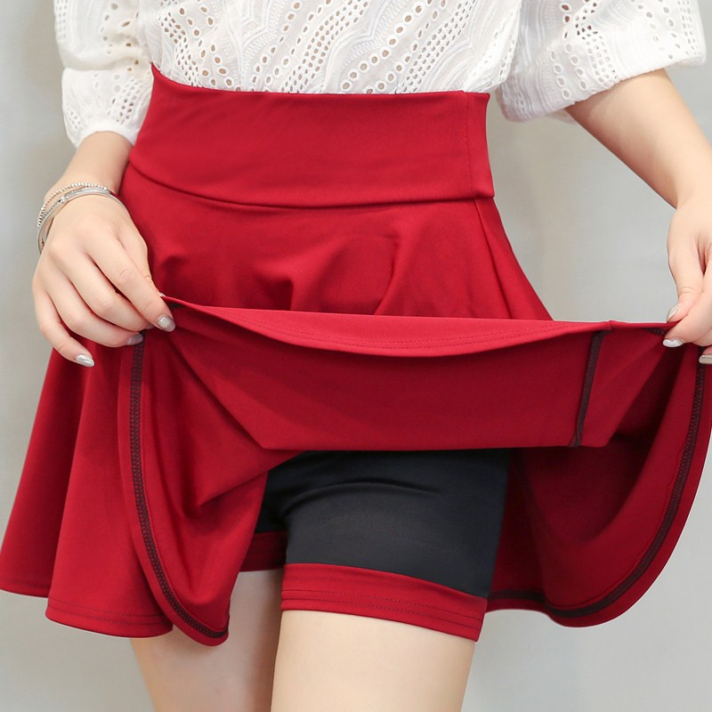 Dames Basic Rok Zomer Shorts Rok Mode Veelzijdig School Geplooid Casual Mini Skater Grote maten 4XL Pluizige uitlopende rok