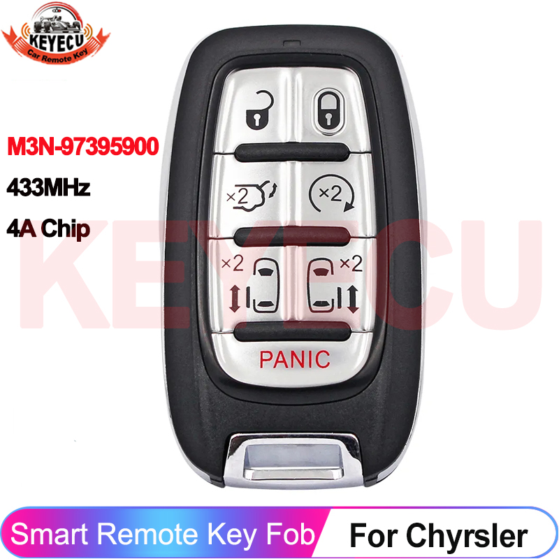 KEYECU M3N-97395900 For Chrysler Pacifica 2017 2018 2019 2020 Voyager 2021 2022 2023 433MHz 4A Chip Car Remote Key 68217832AC