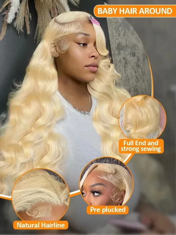 250% Density 613 Honey Blonde 30 40 42 Inch 13x6 HD Lace Front Human Hair Wigs Brazilian Body Wave Lace Frontal Wigs For Women