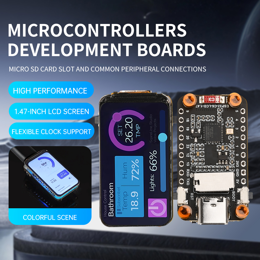 Placa de desarrollo de pantalla Lcd ESP32-C6, Wifi 6, Bluetooth 5, Color Rgb integrado, pantalla Led Tft de 1,47 pulgadas, interfaz USB tipo C