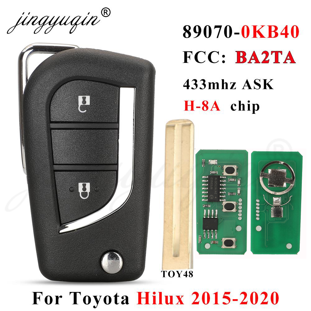 jingyuqin 89070-0KB40 BA2TA 2BTN Remote Flip Key 433MHz H-8A Chip FOB For Toyota Hilux Yaris 2015 2016 2017 2018 2019 2020 INNOV