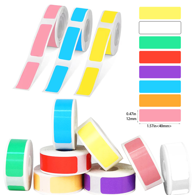12x40 adesivo térmico auto-adesivo rolo de papel de etiqueta colorida para impressora portátil nome etiqueta de viagem armazenamento de escritório doméstico