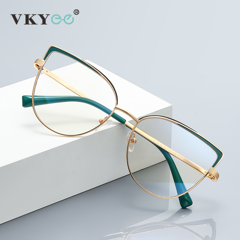 VICKY Vintage métal grand cadre Design classique lunettes pour femmes Anti-lumière bleue lunettes de lecture personnalisable Prescription 3103