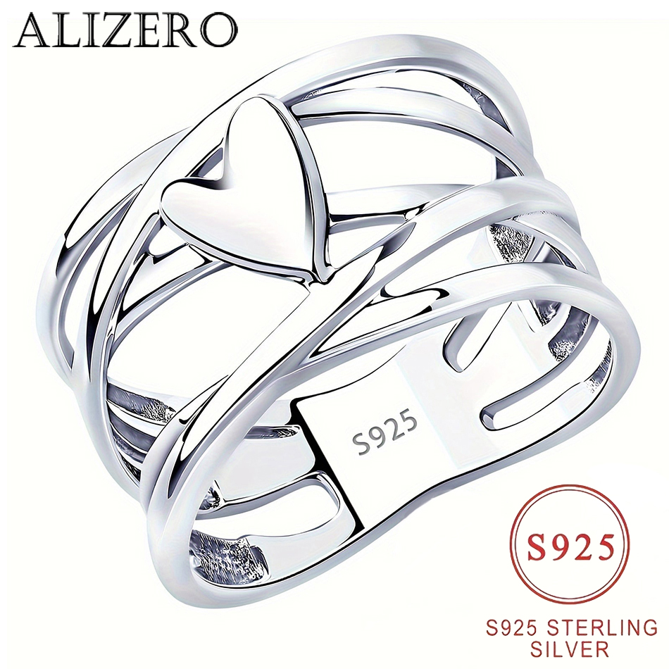 Anillo de Plata de Ley 925 con Forma de Corazón, Estilo Francés Chic, Diseño Único, Joyería de Moda para Mujer, Perfecto para Accesorios Diarios