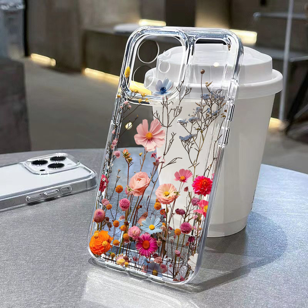 かわいい花柄クリアケース Samsung Galaxy A56 5G A36 S25 Ultra S26 S24 FE S23 S22 ケース A55 A54 A35 A26 A07 A17 耐衝撃カバー