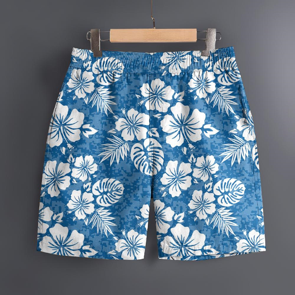 Pantaloncini da spiaggia modello estivo con pianta 3D hawaiana da uomo Pantaloncini sportivi casual da esterno ad asciugatura rapida Pantaloncini da uomo alla moda