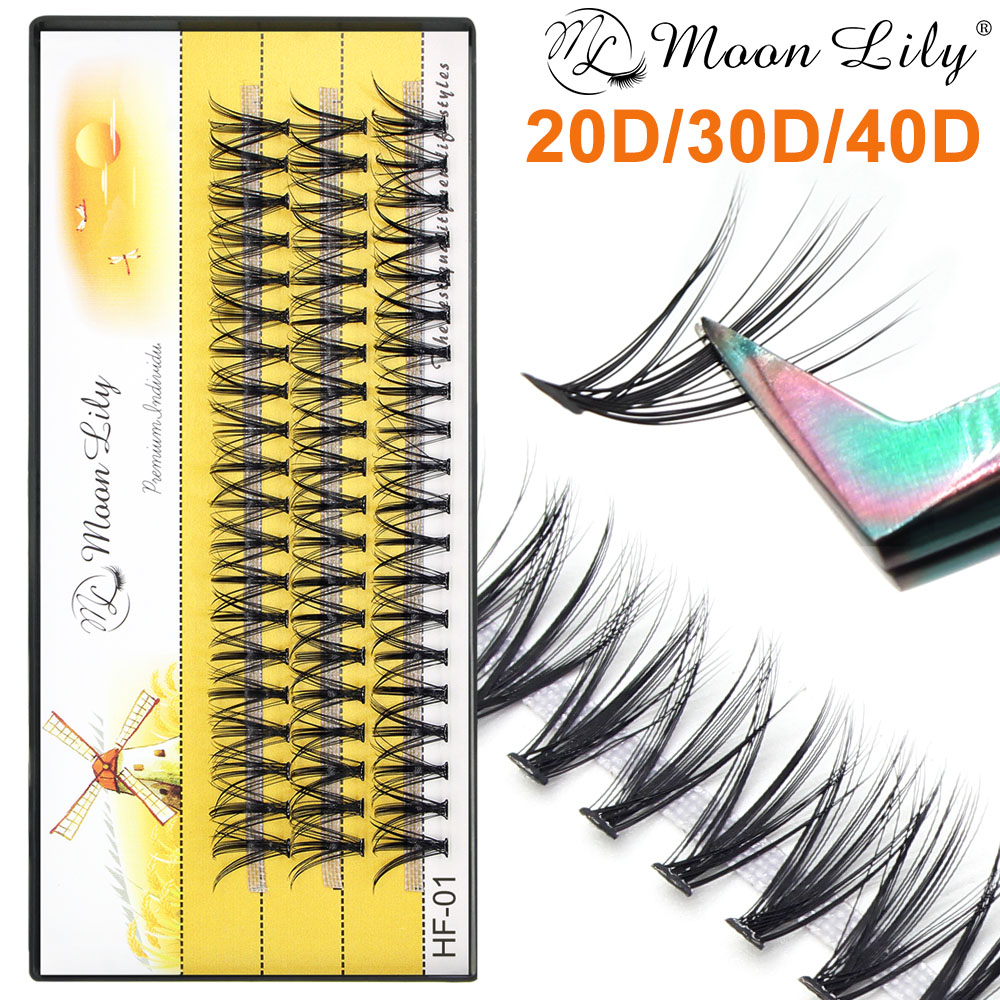 Extensiones de Pestañas Moonlily Mink Super Cluster, Pestañas Postizas Naturales 3D de Volumen Ruso, Pestañas Individuales para Maquillaje