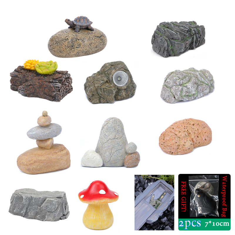 Adorno de decoración de piedra de jardín secreto, compartimento de almacenamiento oculto, contenedor seguro de almacenamiento, llaves de repuesto ocultas para el hogar