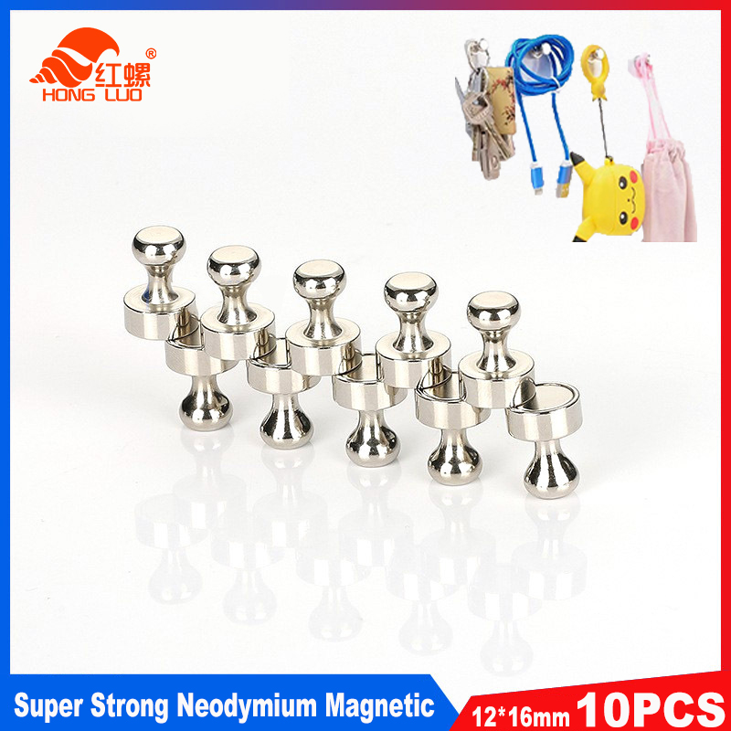 10pcs Super Strong Neodymium Magnetic Pushpins Sucker Thumbtack เหล็กทนทานแม่เหล็ก Push Pin สําหรับตู้เย็นไวท์บอร์ด