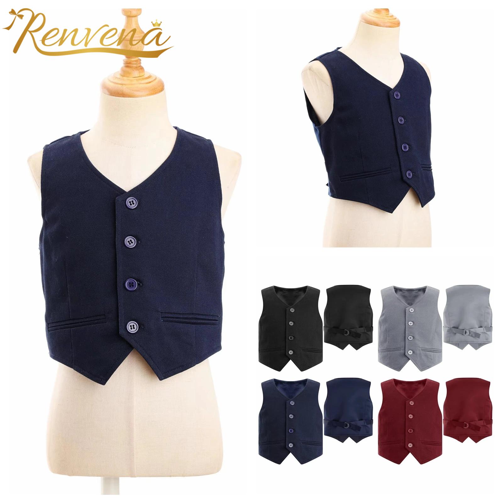 Kinder Herren Weste Blumenjungen Formelle Hochzeitswesten Ärmellose Jacke Kinder V-Ausschnitt Geburtstagsfeier Jungen Balzer Tops