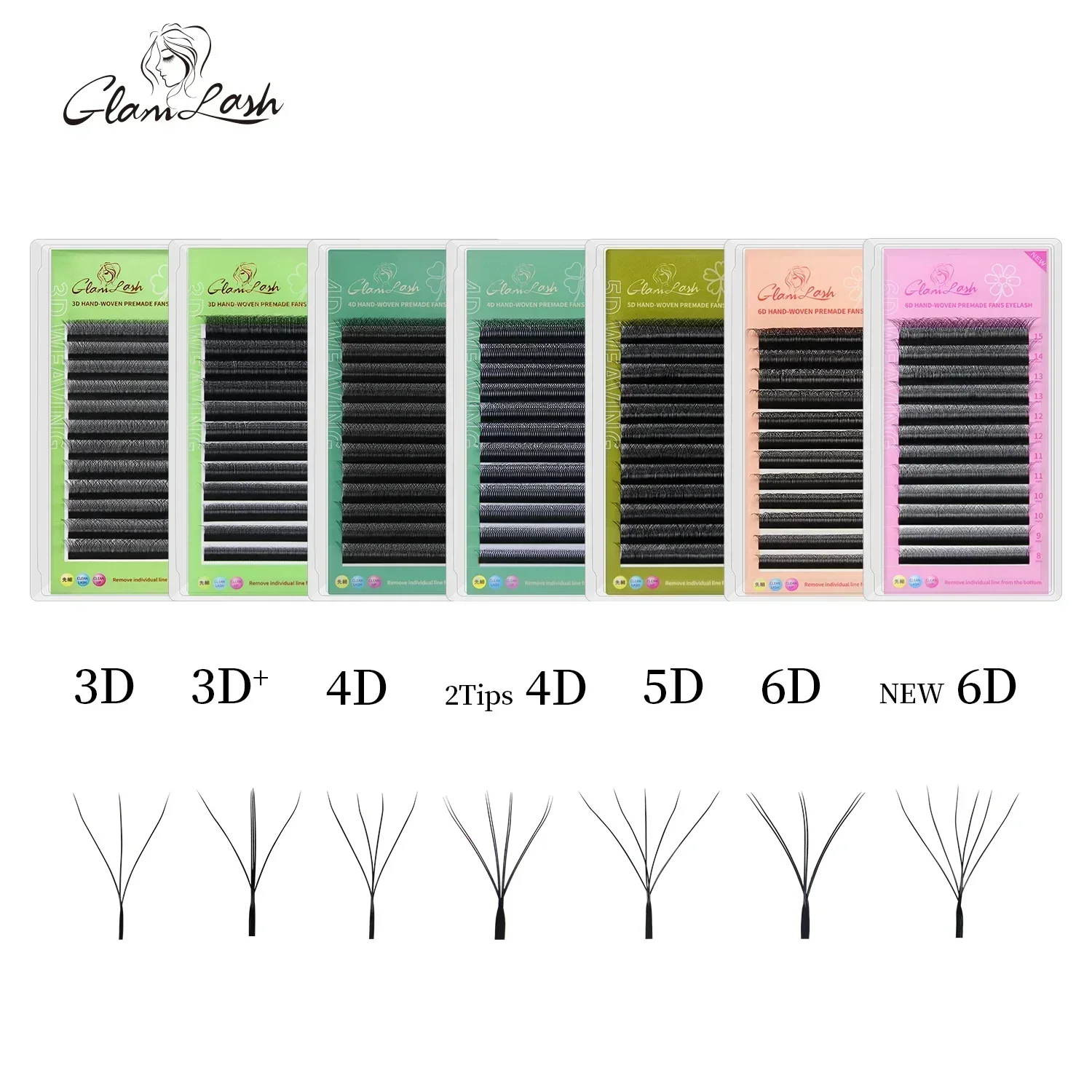 GLAMLASH W forma Bloom 3D 4D 5D 6D pestañas floración automática volumen prefabricado ventiladores extensiones de pestañas Natural suave