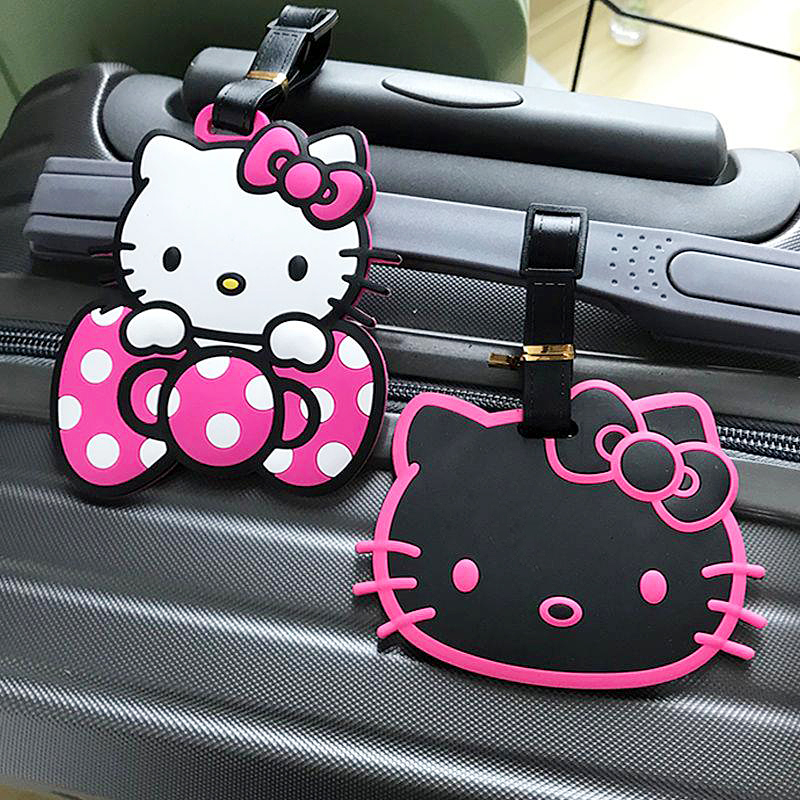 Новая багажная бирка Hello Kitty, женская сумка, подвеска, мультяшный силикагель, багажные бирки, портативный держатель для идентификационной адреса, этикетка для багажа