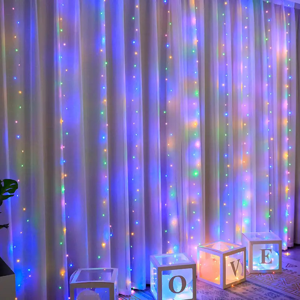 Guirxiété Lumineuse LED pour Décoration de Noël, Rideau avec Télécommande USB, 8 Modes, pour Mariage, ixde Vacances, pour Chambre à Coucher, Maison